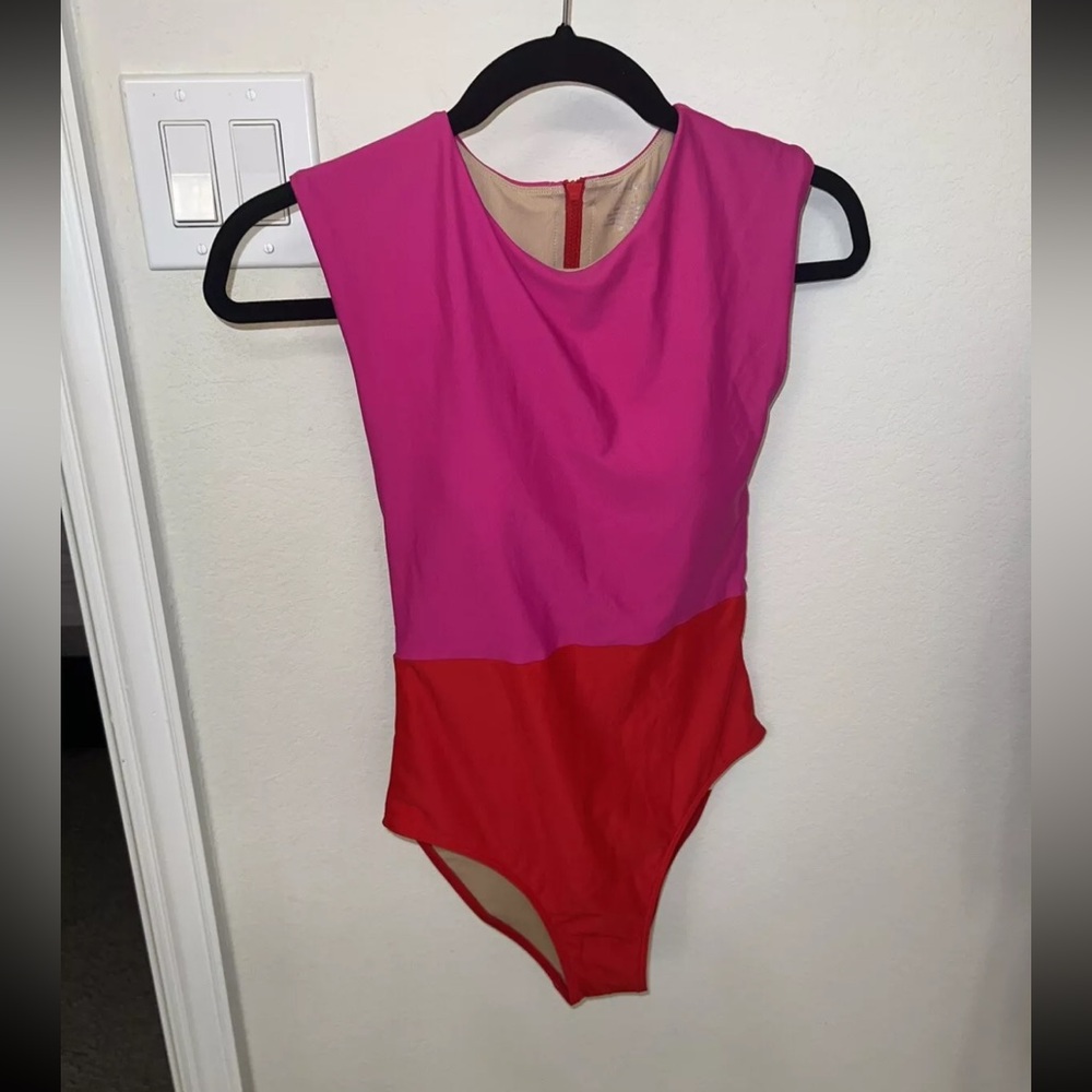summersalt Two-Tone Pink and Red One-Piece Swimsuit